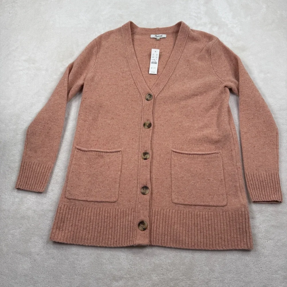 Madewell Pink Donegal Merino Wool‎ V-Neck Cardigan Sweater NA400 XXS New